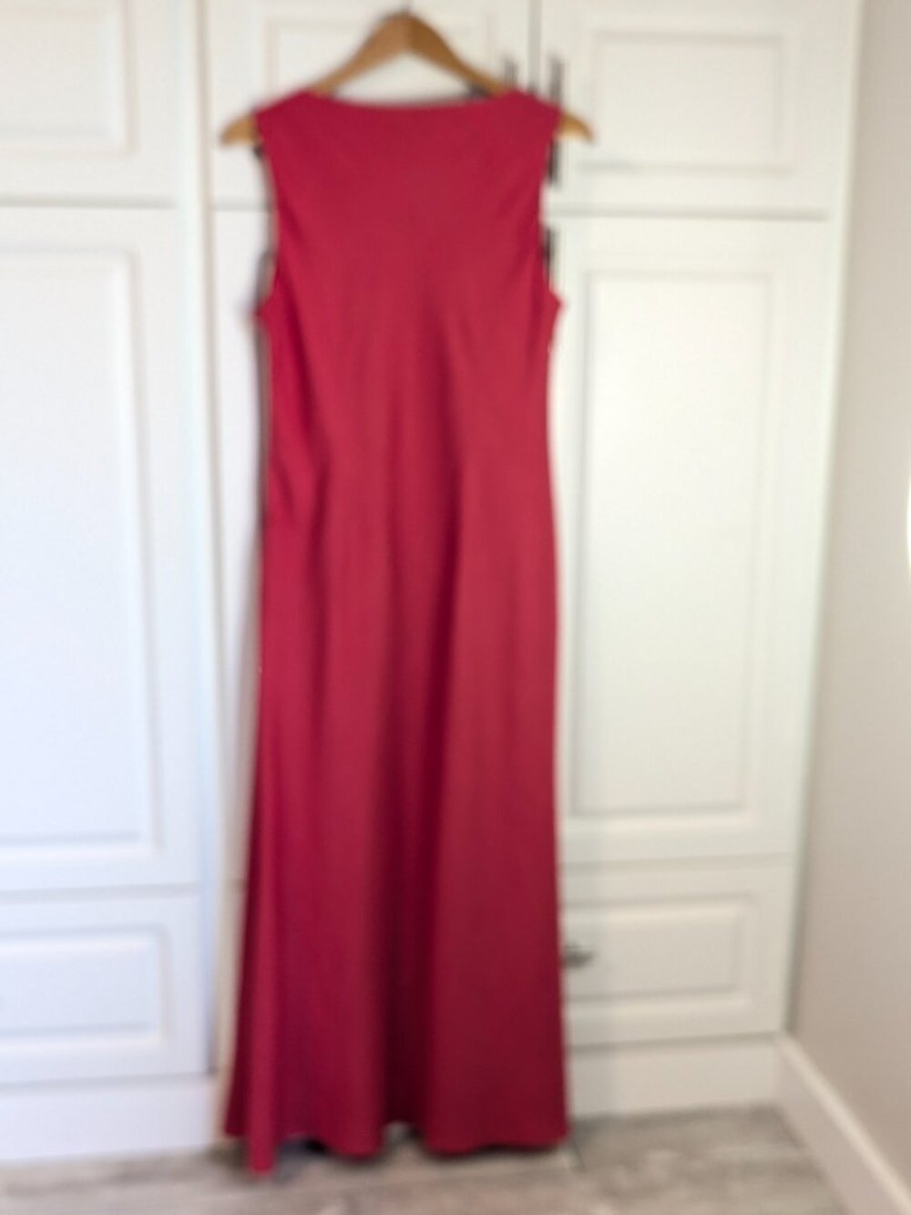 Adrianna Papell Y2K Linen Blend Maxi Dress Red 14 Cutwork Floral Romantic EUC ❤️ - Picture 5 of 13